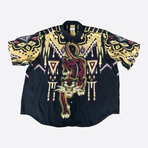 Etro Black & Gold Tiger Graphic Button Up Shirt